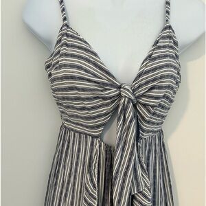 Angie Women's Tie Front Maxi Dress with Ruffles